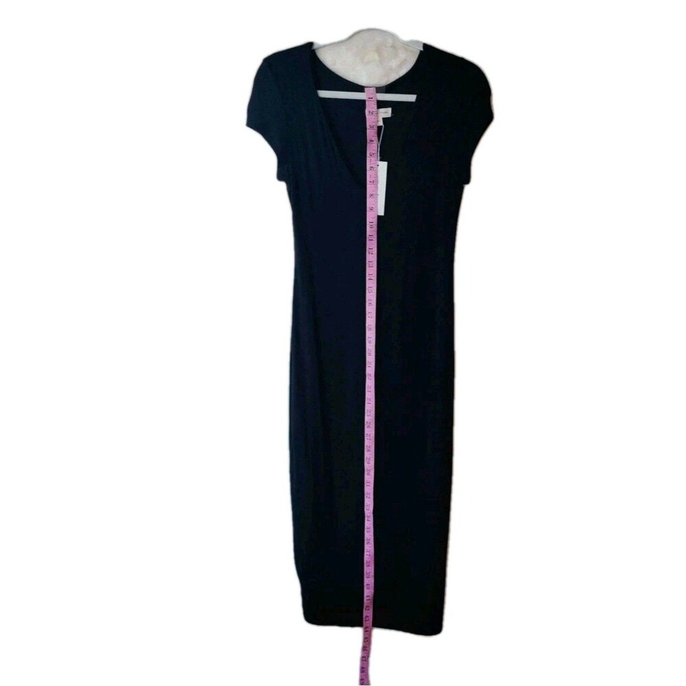 See You Monday Bodycon Midi Dress Black Stretch Cap Sleeve Lined Women's Sz L - Picture 15 of 16
